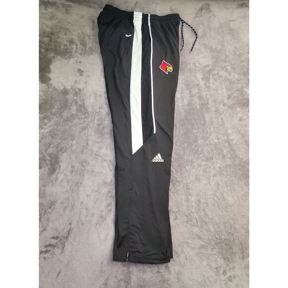 Adidas Louisville Cardinals Sz M Team Black Track Pants Ankle Zip Mesh Ca15 - Picture 7 of 8